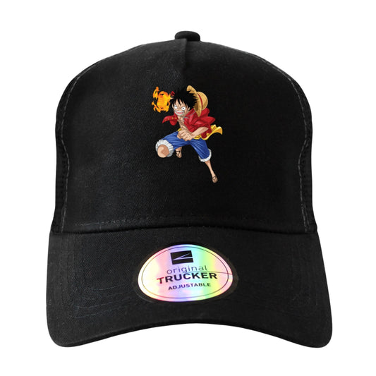 One Piece Fire Luffy Trucker Cap