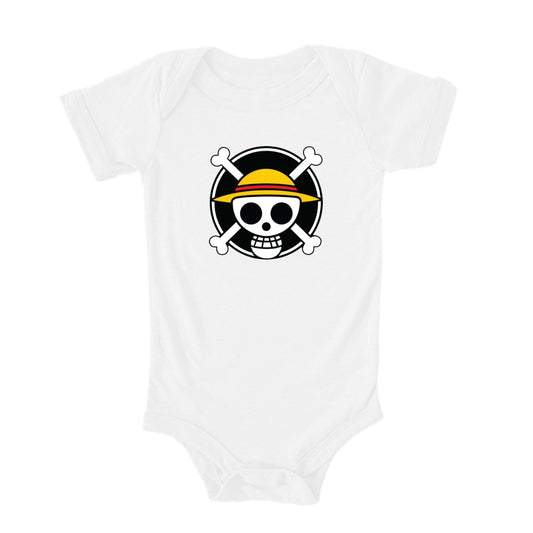 One Piece Emblem Big White Baby Vest