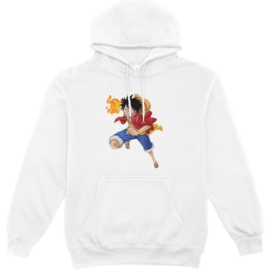 One Piece Fire Luffy Big Unisex Kids Hoodie