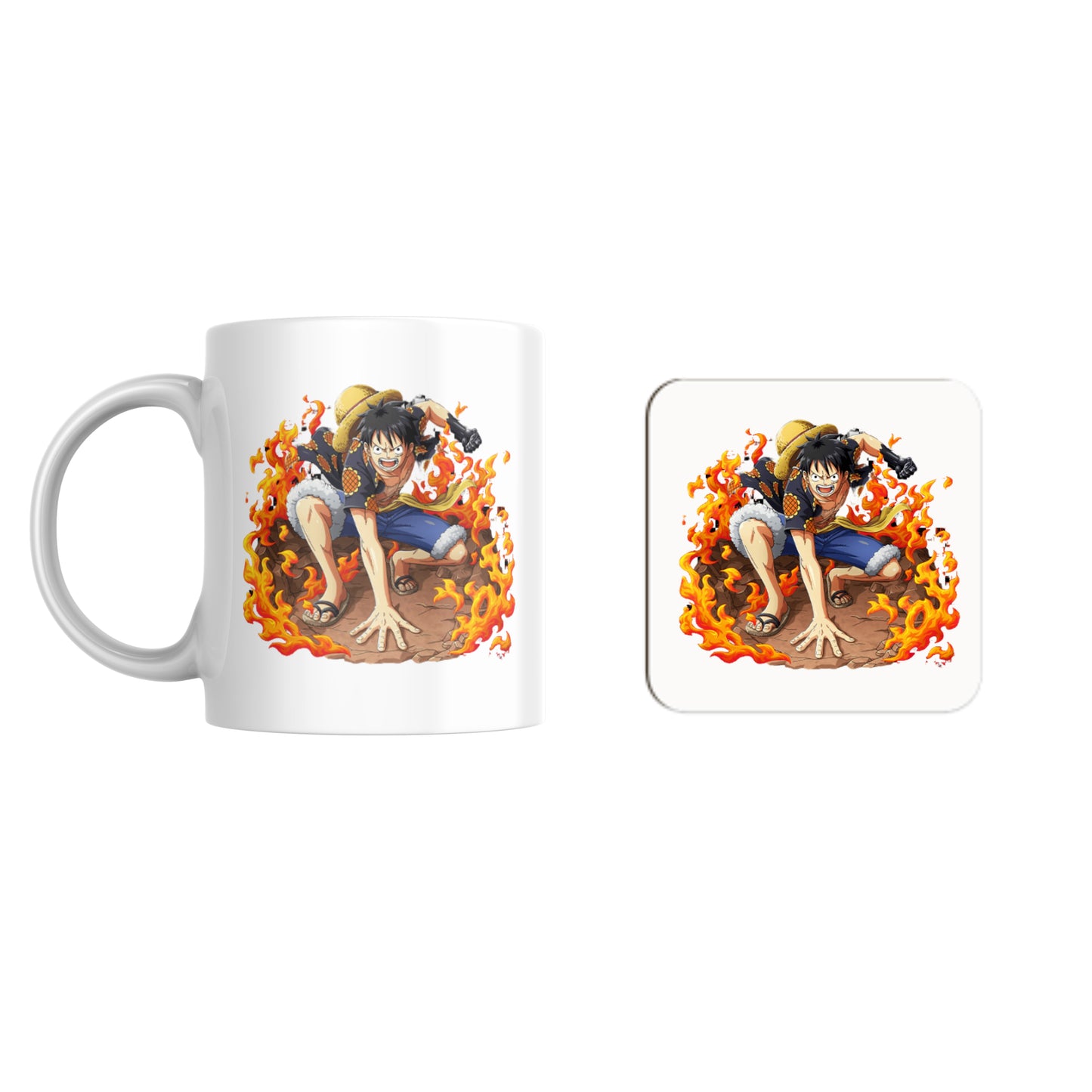 One Piece Fire Ground Luffy Mug and Coaster