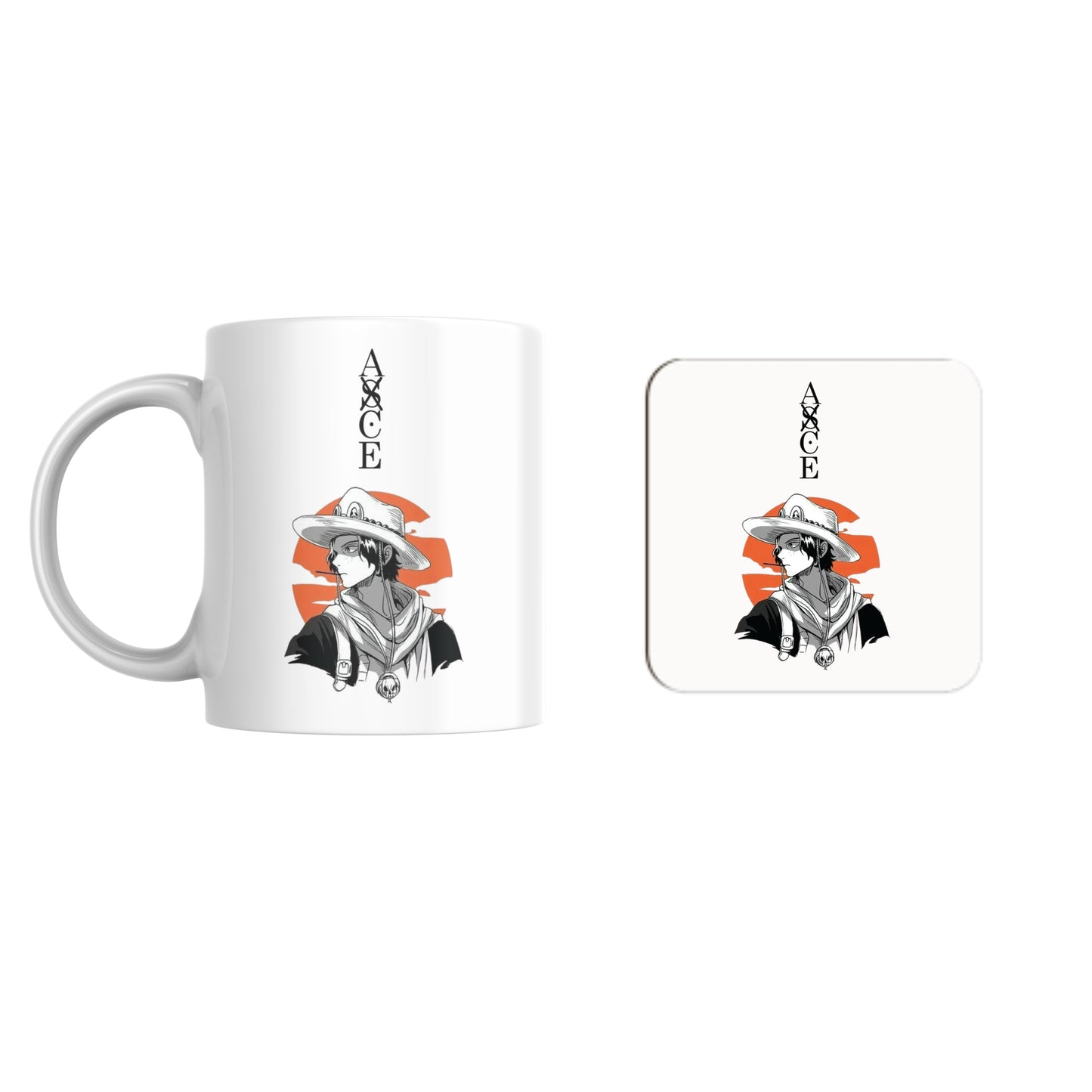 One Piece Fire Fist Ace Sunset Mug and Coaster