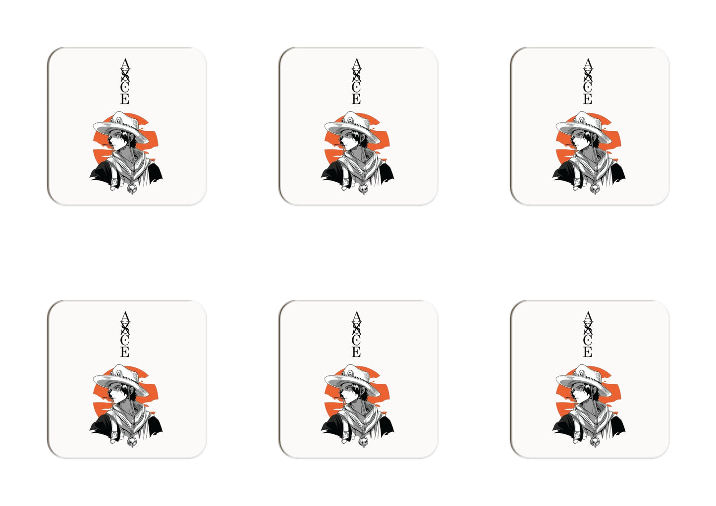 One Piece Fire Fist Ace Sunset Set of 6 Coasters