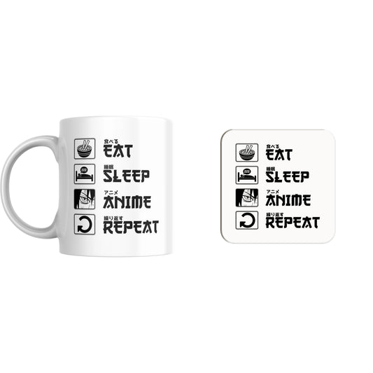 Naruto - Eat Sleep Anime Repeat Mug and Coaster