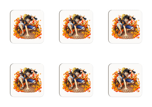 One Piece Fire Ground Luffy Set of 6 Coasters