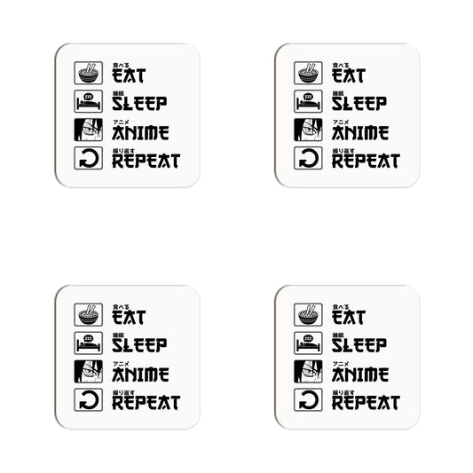 Naruto - Eat Sleep Anime Repeat Set of 4 Coasters