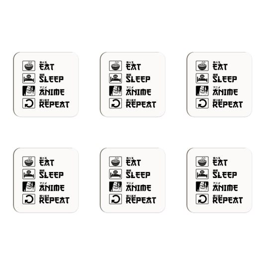 Naruto - Eat Sleep Anime Repeat Set of 6 Coasters