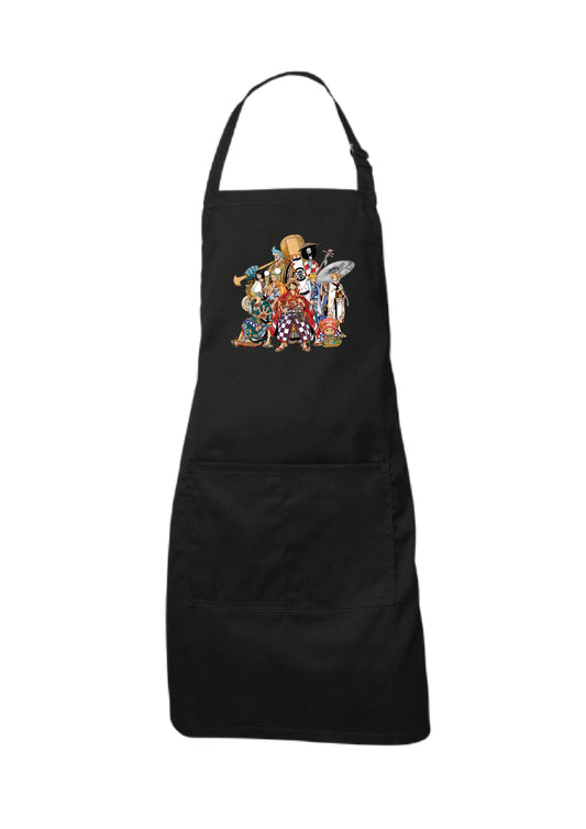 One Piece Straw Hat Crew Black Apron