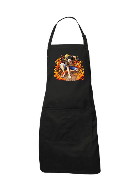 One Piece Fire Ground Luffy Big Black Apron