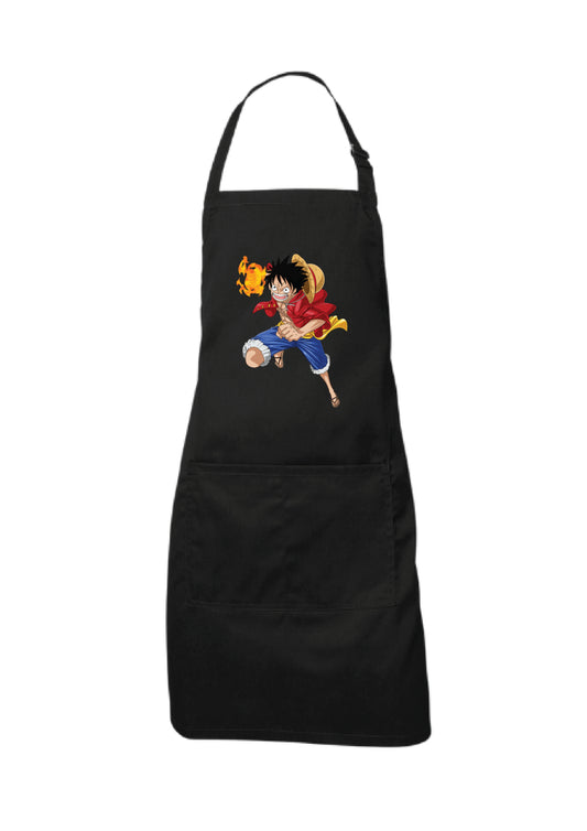 One Piece Fire Luffy Black Apron