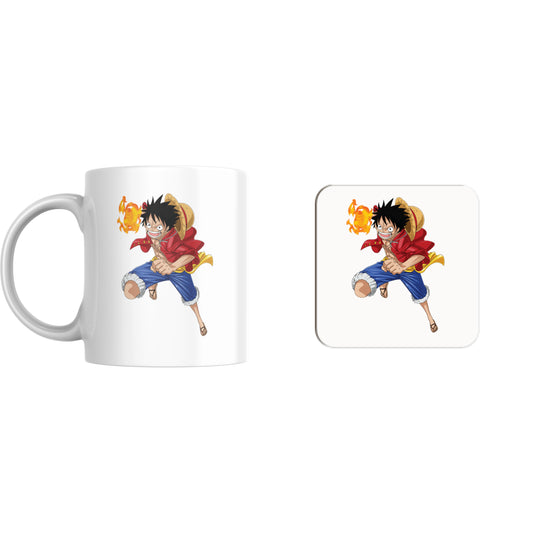 One Piece Fire Luffy Mug and Coaster