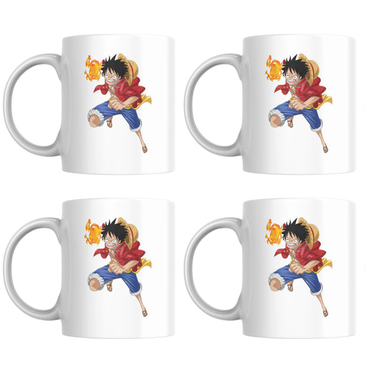 One Piece Fire Luffy - Set of 4 Mugs