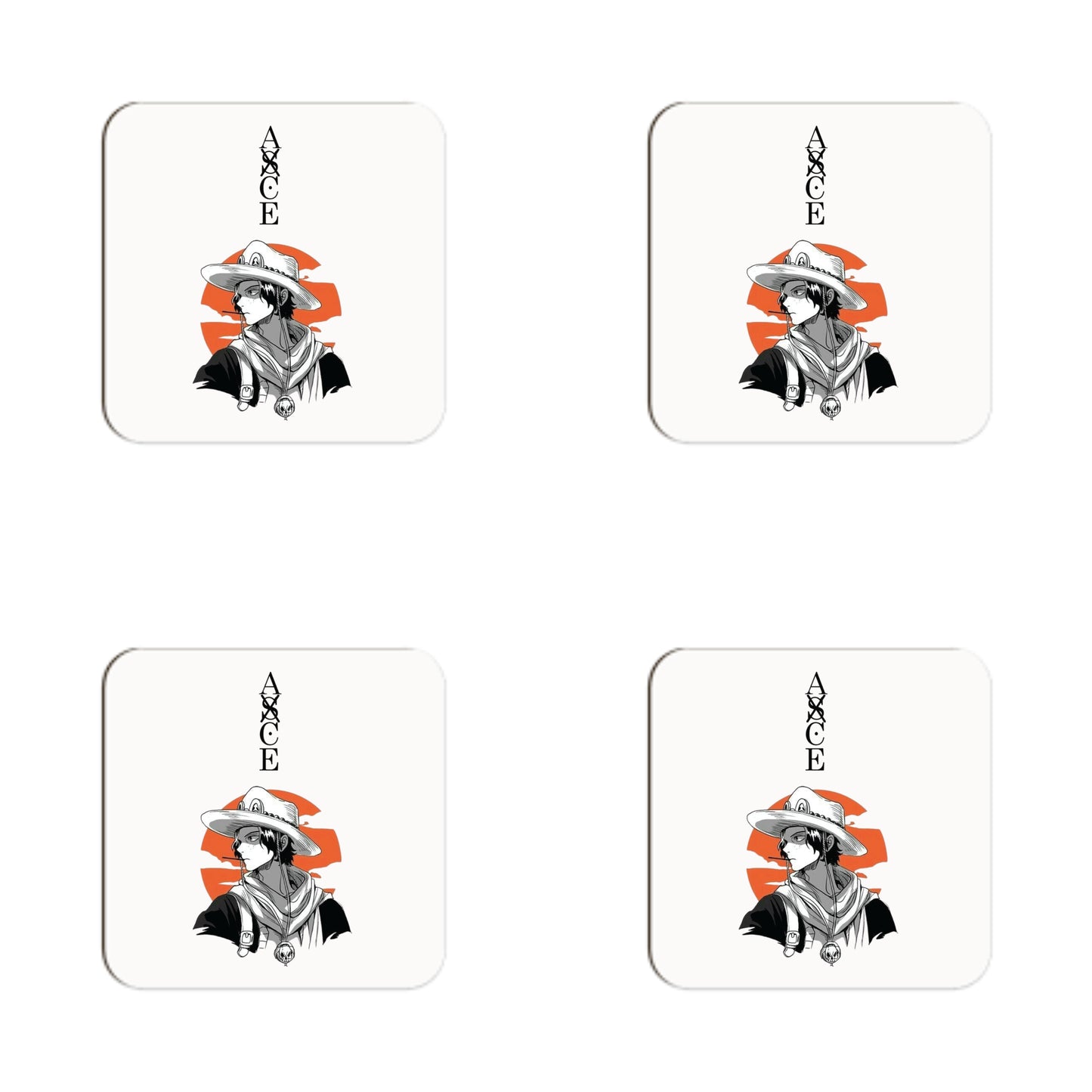 One Piece Fire Fist Ace Sunset Set of 4 Coasters