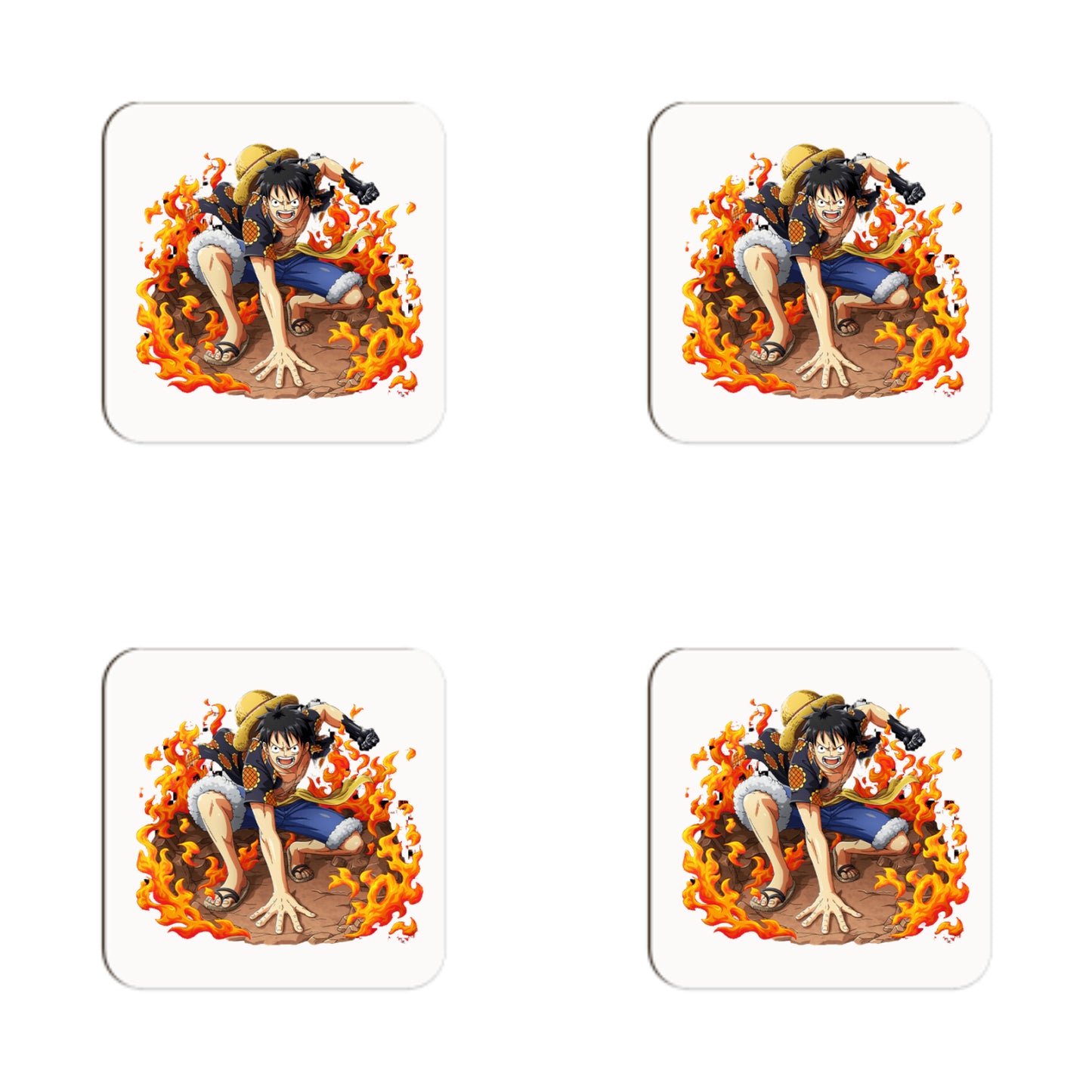 One Piece Fire Ground Luffy Set of 4 Coasters