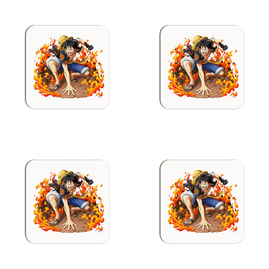 One Piece Fire Ground Luffy Set of 4 Coasters