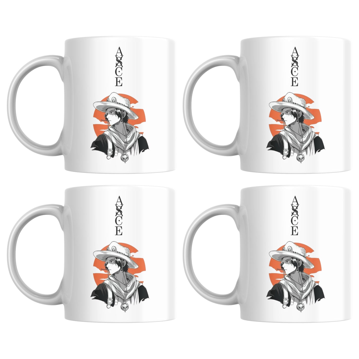 One Piece Fire Fist Ace Sunset Set of 4 Mugs