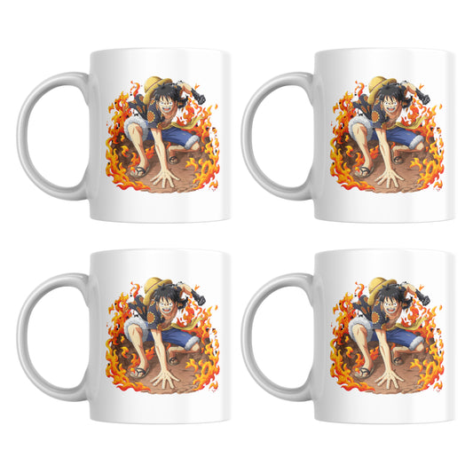 One Piece Fire Ground Luffy Set of 4 Mugs