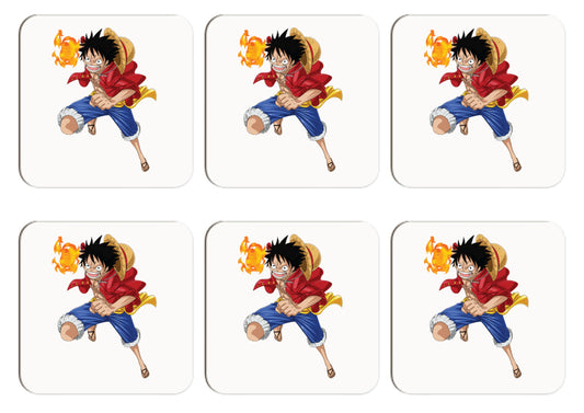 One Piece Fire Luffy - Set of 6 Coasters