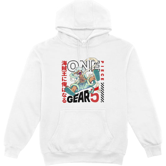 One Piece Gear 5 Luffy Unisex White Hoodie