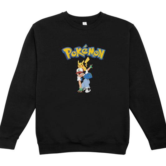 Pokemon Duo Emblem Unisex Black Crew Neck Pullover Sweater