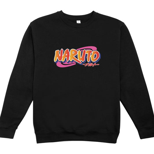 Naruto Emblem Big Unisex Black Crew Neck Pullover Sweater